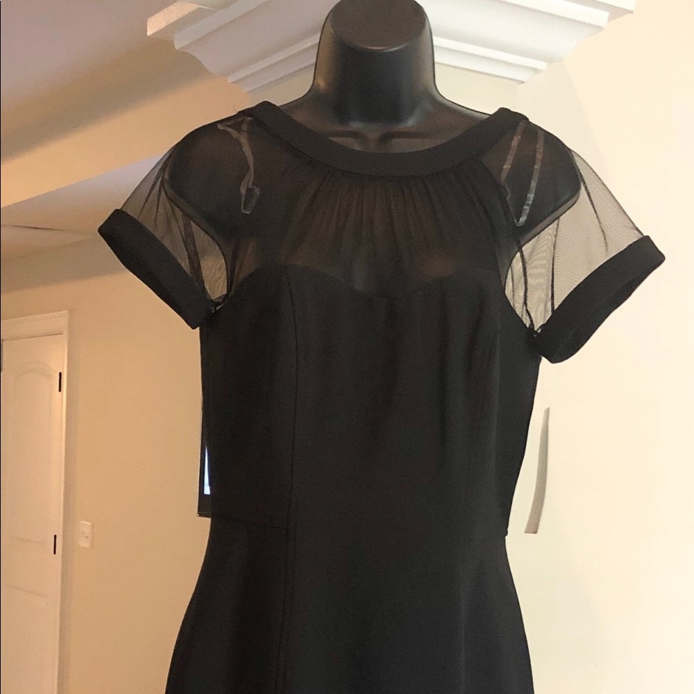 Maggy London Black Mesh Midi Dress